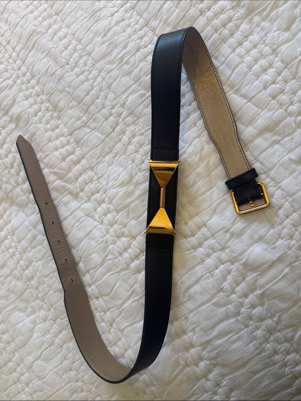 Chloe Black Leather Belt with Gold Buckle $76 Firm price